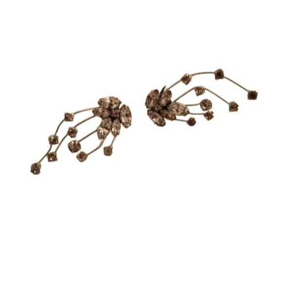 Wiesner Clip on Earrings Swarovski Crystals Climb up Ears Vintage Costume Jewels - Picture 5 of 5
